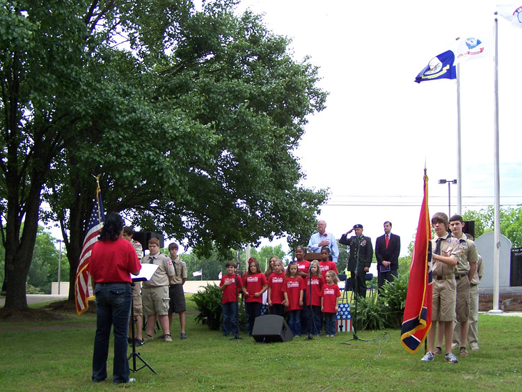 Presentation of Colors by Huntingdon Troop 73 Boy Scouts of America, National Anthem sang by The Dixie Children's Chorus led by Kim Bell-Webb, Director