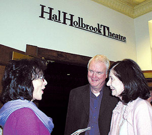Dixie Carter speaks with guests outside the theatre named for her husband, Hal Holbrook.